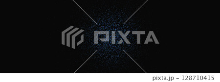 Glitter falling blue particles on dark background. Sequin twinkle powder. Sparkle glow spray. Magic star. Shine silver glow texture. Christmas card. Shimmer luxury party frame. Vector illustration 128710415