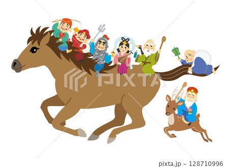 年賀状素材イラスト　午年　七福神 128710996