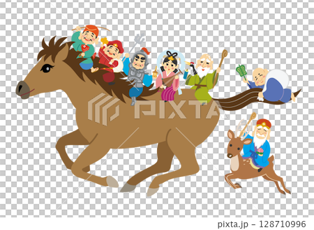 年賀状素材イラスト　午年　七福神 128710996