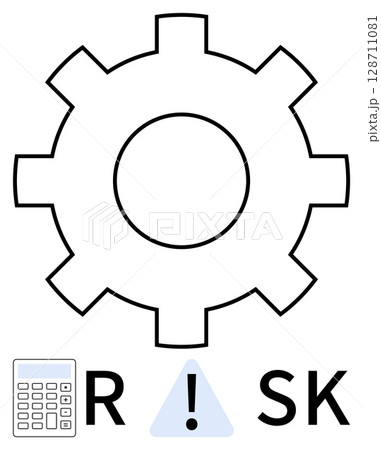 Gear symbol with calculator, caution sign, and the word RISK. Ideal for finance, engineering, business strategy, risk assessment, process optimization, project management operational efficiency Gear symbol with calculator, caution sign, and the word RISK. Ideal for finance, engineering, business strategy, risk assessment, process optimization, project management operational efficiency 128711081