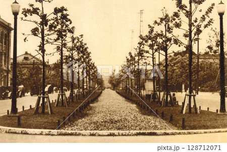古写真 1932年 東京 内幸町の国会通り 古写真 1932年 東京 内幸町の国会通り 128712071
