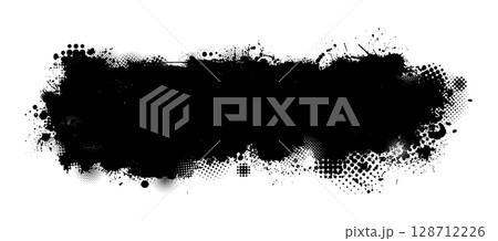 Splatter Paint Texture . Black Spray Blot of Ink. Place illustration Over any Object to Create Grungy Effect . hand drawn. Not AI, Vector 128712226