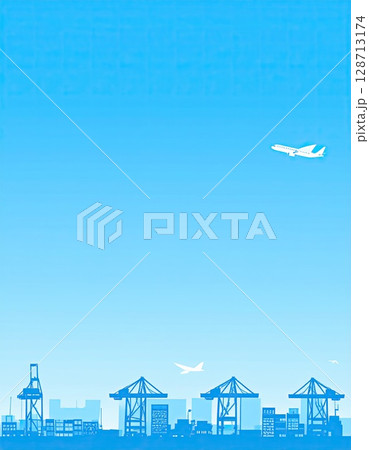 《AI画像》青空が広がる港町 128713174