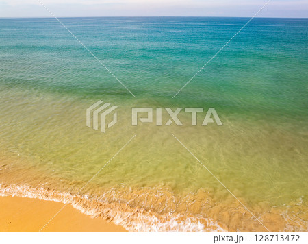 Top view Beach sand in summer season. 128713472