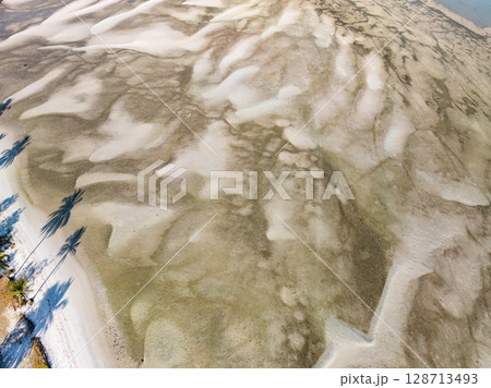 Top view Beach sand in summer season. 128713493