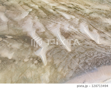 Top view Beach sand in summer season. Top view Beach sand in summer season. 128713494