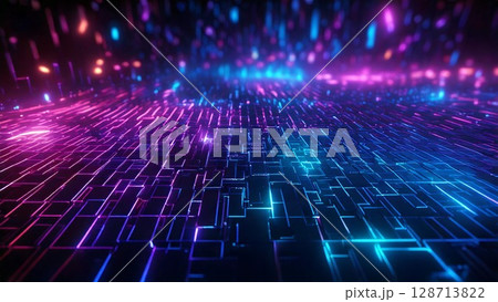 サイバー感のある近未来のイメージ 背景素材 16:9サイズ AI生成素材 128713822