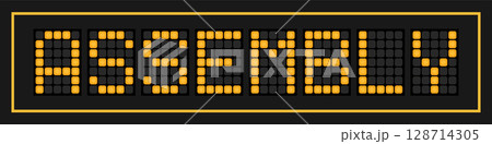 Orange color led banner in word assembly on black background Orange color led banner in word assembly on black background 128714305