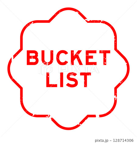 Grunge red bucket list word rubber seal stamp on white background 128714306