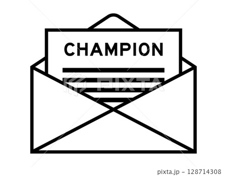 Envelope and letter sign with word champion as the headline 128714308