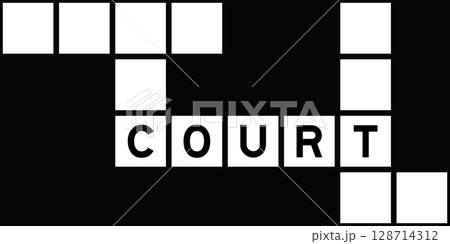 Alphabet letter in word court on crossword puzzle background 128714312