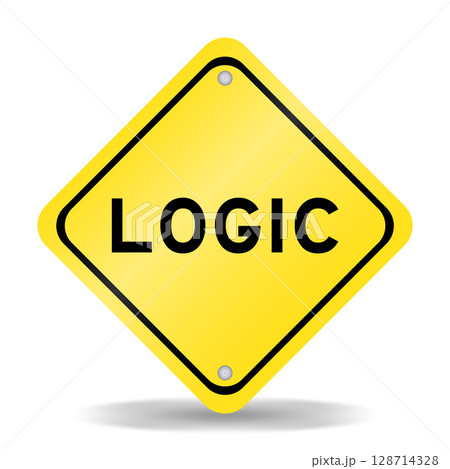 Yellow color transportation sign with word logic on white background Yellow color transportation sign with word logic on white background 128714328
