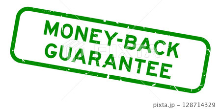 Grunge green money back guarantee word square rubber seal stamp on white background Grunge green money back guarantee word square rubber seal stamp on white background 128714329