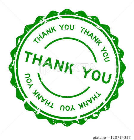 Grunge green thank you word round rubber seal stamp on white background Grunge green thank you word round rubber seal stamp on white background 128714337