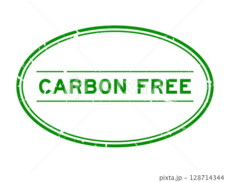 Grunge green carbon free word oval rubber seal stamp on white background Grunge green carbon free word oval rubber seal stamp on white background 128714344