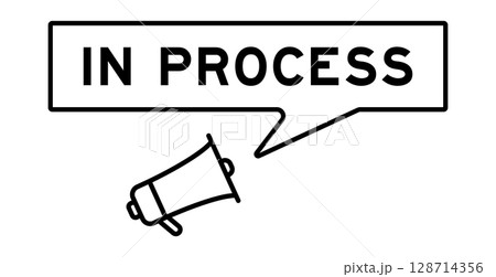 Megaphone icon with speech bubble in word in process on white background 128714356