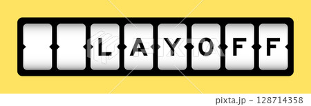 Black color in word layoff on slot banner with yellow color background 128714358