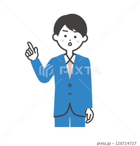 真剣な顔で指を立てるスーツ姿の男性イラスト 真剣な顔で指を立てるスーツ姿の男性イラスト 128714727
