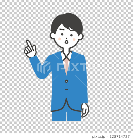真剣な顔で指を立てるスーツ姿の男性イラスト 真剣な顔で指を立てるスーツ姿の男性イラスト 128714727