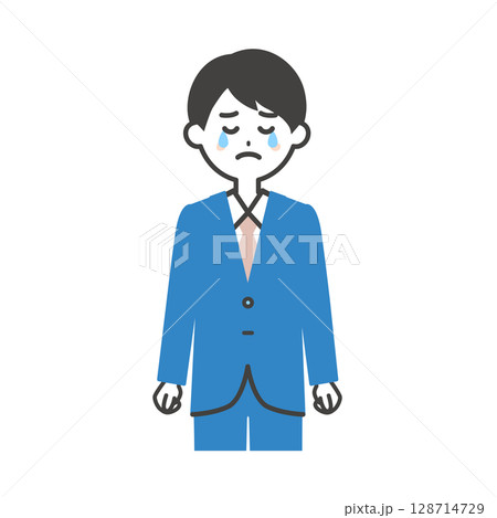 涙を流すスーツ姿の男性イラスト 涙を流すスーツ姿の男性イラスト 128714729