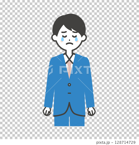 涙を流すスーツ姿の男性イラスト 涙を流すスーツ姿の男性イラスト 128714729