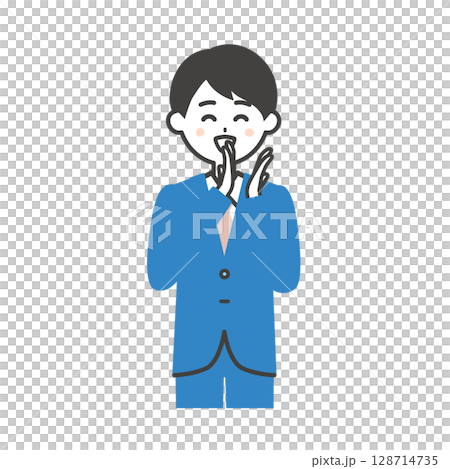 一位西裝革履的男士微笑著鼓掌的插圖 128714735