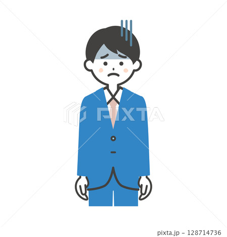 暗い表情のスーツ姿の男性イラスト 128714736