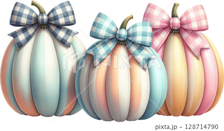 Preppy Pumpkins with Bows 128714790