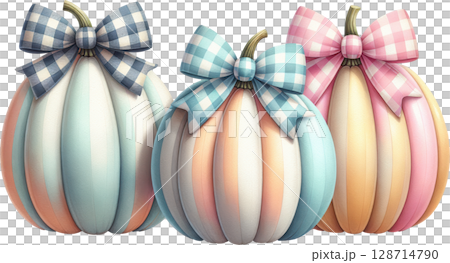 Preppy Pumpkins with Bows 128714790