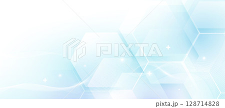 Abstract geometric hexagon shape and healthcare, technology digital hi tech concept background 128714828