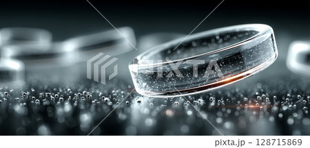Abstract White Rings on Seamless Background with Bubbles and Light 128715869