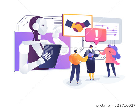 AI-Powered Conflict Mediation Systems abstract concept vector illustration. 128716027