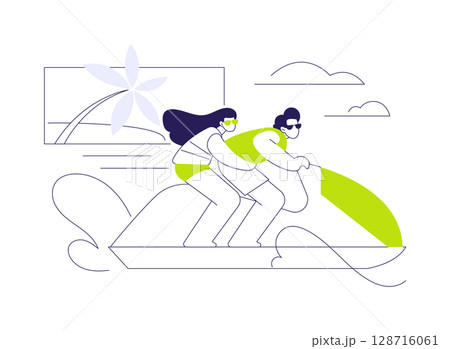 Jetski riding abstract concept vector illustration. 128716061