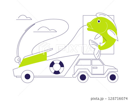 Transporting a boat abstract concept vector illustration. 128716074