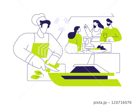 Yacht catering service abstract concept vector illustration. Yacht catering service abstract concept vector illustration. 128716076