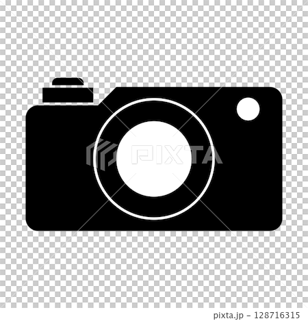 Simple and flat black and white camera icon on white background 128716315