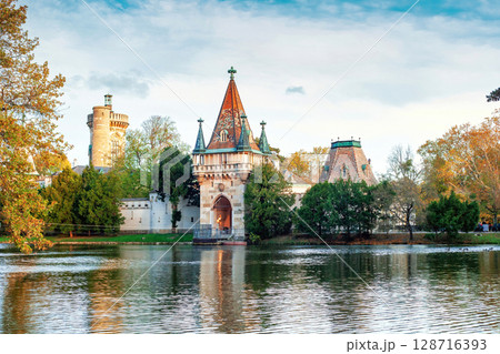 Medieval Franzensburg castle in autumn Laxenburg park, Lower Austria Medieval Franzensburg castle in autumn Laxenburg park, Lower Austria 128716393