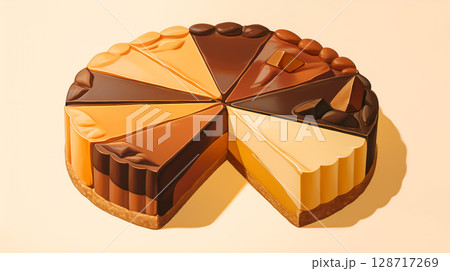 チョコレートの入ったタルトケーキ 128717269