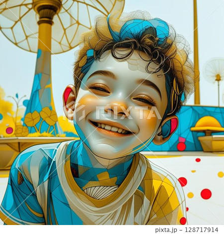 笑顔の少年 128717914