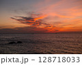 Beautiful Sunset Sea with Pink Clouds. 128718033