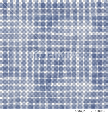 Navy Blue Plaid Gingham Hand Drawn Background Pattern Overlay 128718087