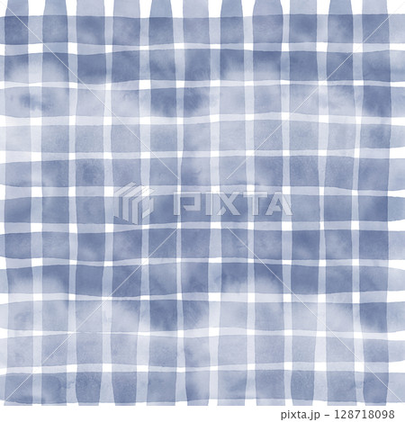 Navy Blue Plaid Gingham Hand Drawn Background Pattern Overlay 128718098