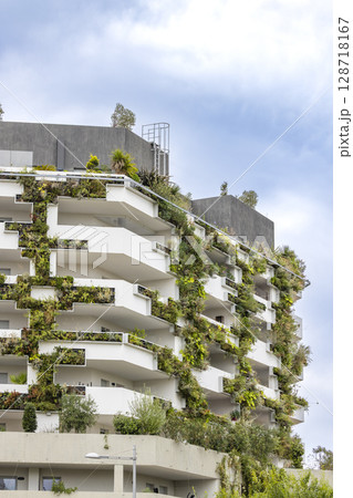Innovative green building showcasing vertical garden in Montpellier, France Innovative green building showcasing vertical garden in Montpellier, France 128718167