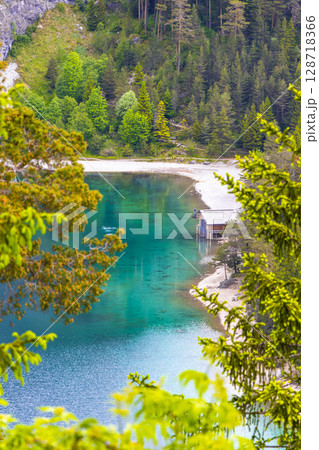 Blindsee lake turquoise water at Zugspitze mountain alpine landscape Austria. 128718366