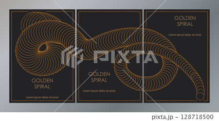 The golden spiral. A design template for the design of a cover, banner, poster. A luxurious composition for interior design, decorations and creative ideas The golden spiral. A design template for the design of a cover, banner, poster. A luxurious composition for interior design, decorations and creative ideas 128718500