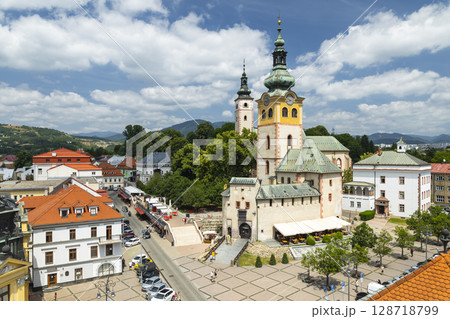 Church of the Assumption of the Virgin Mary dominating SNP Square in Banska Bystrica, Slovakia 128718799