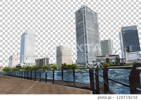 Yokohama sea view from the skyscrapers and the ropeway line 128719238