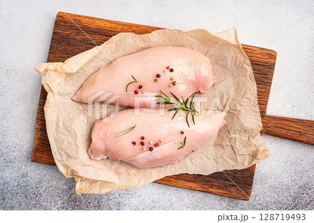 Raw chicken fillet or breasts 128719493