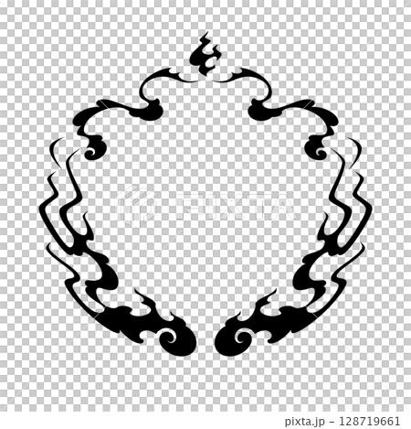 Cool Japanese style flame round frame material_silhouette Cool Japanese style flame round frame material_silhouette 128719661