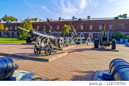 Military army soviet battle war cannon cannons Brest Fortress Belarus. Military army soviet battle war cannon cannons Brest Fortress Belarus. 128719705
